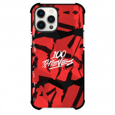 League of Legends 100 Thieves Phone Case For iPhone Samsung Galaxy Pixel OnePlus Vivo Xiaomi Asus Sony Motorola Nokia - 100 Thieves On Red Black Stripe Background