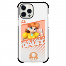 Super Mario Princess Daisy Phone Case For iPhone Samsung Galaxy Pixel OnePlus Vivo Xiaomi Asus Sony Motorola Nokia - Princess Daisy On Orange Stripe Background