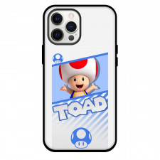 Super Mario Toad Phone Case For iPhone Samsung Galaxy Pixel OnePlus Vivo Xiaomi Asus Sony Motorola Nokia - Toad On Blue Stripe Background