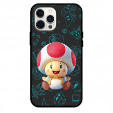 Super Mario Phone Case For iPhone Samsung Galaxy Pixel OnePlus Vivo Xiaomi Asus Sony Motorola Nokia - Toad Chibi Art On Black Background