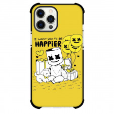 Marshmello Phone Case For iPhone Samsung Galaxy Pixel OnePlus Vivo Xiaomi Asus Sony Motorola Nokia - Marshmello Happier Lyrics Yellow Background