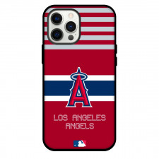 MLB Los Angeles Angels Phone Case For iPhone Samsung Galaxy Pixel OnePlus Vivo Xiaomi Asus Sony Motorola Nokia - Team Logo On Gray Stripe Red Background