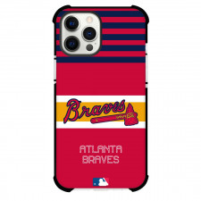 MLB Atlanta Braves Phone Case For iPhone Samsung Galaxy Pixel OnePlus Vivo Xiaomi Asus Sony Motorola Nokia - Team Logo On Blue Stripe Red Background