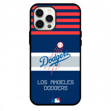 MLB Los Angeles Dodgers Phone Case For iPhone Samsung Galaxy Pixel OnePlus Vivo Xiaomi Asus Sony Motorola Nokia - Team Logo On Red Stripe Blue Background