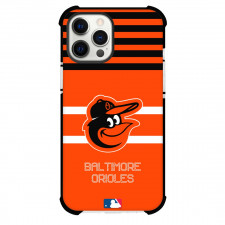 MLB Baltimore Orioles Phone Case For iPhone Samsung Galaxy Pixel OnePlus Vivo Xiaomi Asus Sony Motorola Nokia - Team Logo On Black Stripe Orange Background