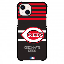 MLB Cincinnati Reds Phone Case For iPhone Samsung Galaxy Pixel OnePlus Vivo Xiaomi Asus Sony Motorola Nokia - Team Logo On Red Stripe Black Background