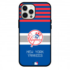 MLB New York Yankees Phone Case For iPhone Samsung Galaxy Pixel OnePlus Vivo Xiaomi Asus Sony Motorola Nokia - Team Logo On Red Stripe Blue Background