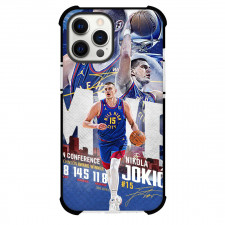 NBA Nikola Jokic Phone Case For iPhone Samsung Galaxy Pixel OnePlus Vivo Xiaomi Asus Sony Motorola Nokia - Nikola Jokic Western Conference MVP Blue Background