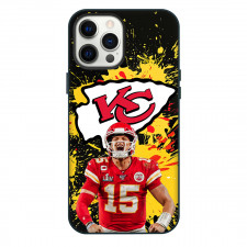 NFL Kansas City Chiefs Patrick Mahomes Phone Case For iPhone Samsung Galaxy Pixel OnePlus Vivo Xiaomi Asus Sony Motorola Nokia - Chiefs Patrick Mahomes Screaming With Color Splashing Background