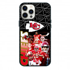 NFL Kansas City Chiefs Phone Case For iPhone Samsung Galaxy Pixel OnePlus Vivo Xiaomi Asus Sony Motorola Nokia - Chiefs Players Wtih Black and White Medley Logos Background