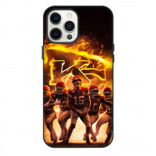 NFL Kansas City Chiefs Phone Case For iPhone Samsung Galaxy Pixel OnePlus Vivo Xiaomi Asus Sony Motorola Nokia - Chiefs Players With Flaming Logo Background