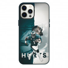 NFL Philadelphia Eagles Phone Case For iPhone Samsung Galaxy Pixel OnePlus Vivo Xiaomi Asus Sony Motorola Nokia - Jalen Hurts In Action With Jalen Hurts Screaming Green And White Background