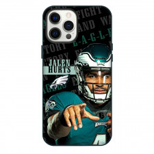 NFL Philadelphia Eagles Phone Case For iPhone Samsung Galaxy Pixel OnePlus Vivo Xiaomi Asus Sony Motorola Nokia - Jalen Hurts Finger Poiting With Text And Logo Eagles Fight Song Lyrics Background