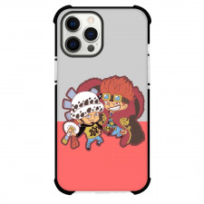 One Piece Phone Case For iPhone Samsung Galaxy Pixel OnePlus Vivo Xiaomi Asus Sony Motorola Nokia - Law And Kid Chibi Portrait On Pink Gray Background