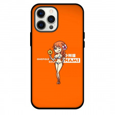 One Piece Nami Phone Case For iPhone Samsung Galaxy Pixel OnePlus Vivo Xiaomi Asus Sony Motorola Nokia - Nami Wearing Bikini Portrait Orange Background