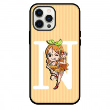 One Piece Nami Phone Case For iPhone Samsung Galaxy Pixel OnePlus Vivo Xiaomi Asus Sony Motorola Nokia - Nami Portrait On Stripe Orange Background