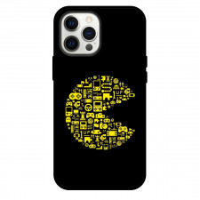Pac-Man Phone Case For iPhone Samsung Galaxy Pixel OnePlus Vivo Xiaomi Asus Sony Motorola Nokia - Pac-Man Logo Inside 80S Game Icon On Black Background