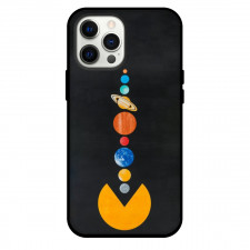 Pac-Man Phone Case For iPhone Samsung Galaxy Pixel OnePlus Vivo Xiaomi Asus Sony Motorola Nokia - Pac-Man Solar System Planets On Black Background