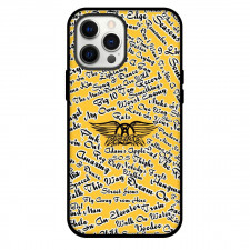 Aerosmith Phone Case For iPhone Samsung Galaxy Pixel OnePlus Vivo Xiaomi Asus Sony Motorola Nokia - Aerosmith Logo With Lyrics On Yellow Background