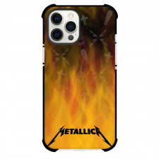 Metallica Phone Case For iPhone Samsung Galaxy Pixel OnePlus Vivo Xiaomi Asus Sony Motorola Nokia - Metallica Logo On Fire Background