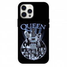 Queen Phone Case For iPhone Samsung Galaxy Pixel OnePlus Vivo Xiaomi Asus Sony Motorola Nokia - Queen Grayscale Image Inside Guitar Black Background