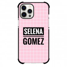 Selena Gomez Phone Case For iPhone Samsung Galaxy Pixel OnePlus Vivo Xiaomi Asus Sony Motorola Nokia - Selena Gomez Logo With Pink Plaid Background