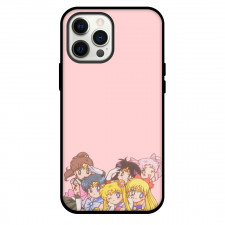 Sailor Moon Phone Case For iPhone Samsung Galaxy Pixel OnePlus Vivo Xiaomi Asus Sony Motorola Nokia - Sailor Moon Group On Pink Background