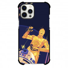 Star Wars C-3PO R2D2 Phone Case For iPhone Samsung Galaxy Pixel OnePlus Vivo Xiaomi Asus Sony Motorola Nokia - C-3PO And R2D2 Cartoon Art Waving