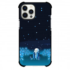 Undertale Sans Phone Case For iPhone Samsung Galaxy Pixel OnePlus Vivo Xiaomi Asus Sony Motorola Nokia - Sans Sitting Starry Night And Blue Flowers
