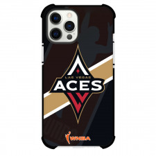 WNBA Las Vegas Aces Phone Case For iPhone Samsung Galaxy Pixel OnePlus Vivo Xiaomi Asus Sony Motorola Nokia - Team Logo On Dark Beige Stripe Black Background