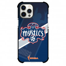 WNBA Washington Mystics Phone Case For iPhone Samsung Galaxy Pixel OnePlus Vivo Xiaomi Asus Sony Motorola Nokia - Team Logo On Gray Stripe Blue Background