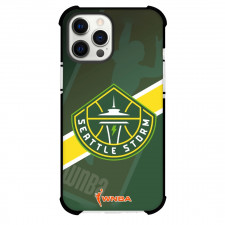 WNBA Seattle Storm Phone Case For iPhone Samsung Galaxy Pixel OnePlus Vivo Xiaomi Asus Sony Motorola Nokia - Team Logo On Yellow Stripe Green Background