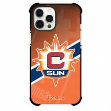 WNBA Connecticut Sun Phone Case For iPhone Samsung Galaxy Pixel OnePlus Vivo Xiaomi Asus Sony Motorola Nokia - Team Logo On Blue Stripe Orange Background