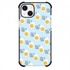 Food Pattern Phone Case For iPhone Samsung Galaxy Pixel OnePlus Vivo Xiaomi Asus Sony Motorola Nokia - Sliced Egg Pattern Art Quote On Skyblue Background
