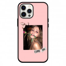 Lily-Rose Depp Phone Case For iPhone Samsung Galaxy Pixel OnePlus Vivo Xiaomi Asus Sony Motorola Nokia - Lily-Rose Depp Biting A Rose Stem Pink Background