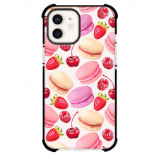 Food Pattern Phone Case For iPhone Samsung Galaxy Pixel OnePlus Vivo Xiaomi Asus Sony Motorola Nokia - Strawberry Macaron Pattern Art On Beige Background