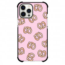 Food Pattern Phone Case For iPhone Samsung Galaxy Pixel OnePlus Vivo Xiaomi Asus Sony Motorola Nokia - Pretzels Pattern Art On Pink Background