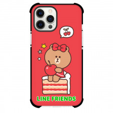 LINE Friends Choco Phone Case For iPhone Samsung Galaxy Pixel OnePlus Vivo Xiaomi Asus Sony Motorola Nokia - Choco Sitting Red Background