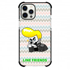 LINE Friends James Phone Case For iPhone Samsung Galaxy Pixel OnePlus Vivo Xiaomi Asus Sony Motorola Nokia - James Wearing Sunglass On Zig Zak Background