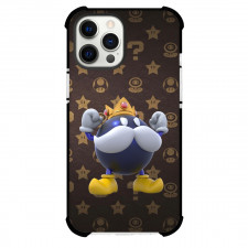 Super Mario King Bob-Omb Phone Case For iPhone And Samsung Galaxy Devices - King Bob-Omb On Pattern Brown Background