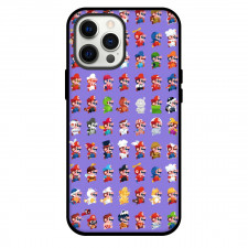 Super Mario Mario Phone Case For iPhone and Samsung Galaxy Devices - Mario In Various Outfits Pattern Art On Purple Background