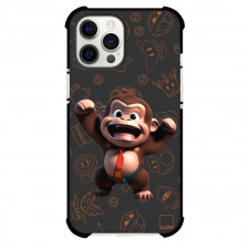 Super Mario Donkey Kong Phone Case For iPhone And Samsung Galaxy Devices - Donkey Kong Chibi Art On Pattern Black Background