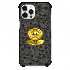 Super Mario Golden Fire Flower Phone Case For iPhone And Samsung Galaxy Devices - Golden Fire Flower On Pattern Art Gray Background