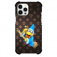 Super Mario Kamek Phone Case For iPhone And Samsung Galaxy Devices - Kamek On Pattern Brown Background