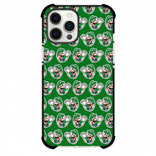 Super Mario Luigi Phone Case For iPhone And Samsung Galaxy Devices - Luigi On Pattern Art Green Background