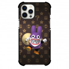 Super Mario Nabbit Phone Case For iPhone And Samsung Galaxy Devices - Nabbit On Pattern Art Brown Background
