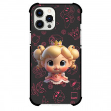 Super Mario Peach Phone Case For iPhone and Samsung Galaxy Devices - Peach Chibi Art On Black Background