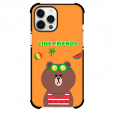 LINE Friends Brown Phone Case For iPhone Samsung Galaxy Pixel OnePlus Vivo Xiaomi Asus Sony Motorola Nokia - Brown Summer Vibes Orange Background