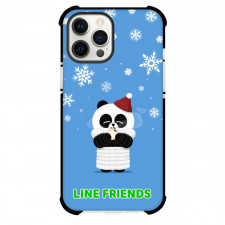 LINE Friends Pangyo Phone Case For iPhone Samsung Galaxy Pixel OnePlus Vivo Xiaomi Asus Sony Motorola Nokia - Pangyo Standing Under SnowFall On Blue Background