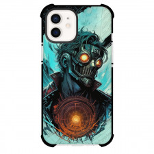 Marvel Guardians Of The Galaxy Star Lord Phone Case For iPhone And Samsung Galaxy Devices - Star Lord Head Portrait Aqua Background Illustration